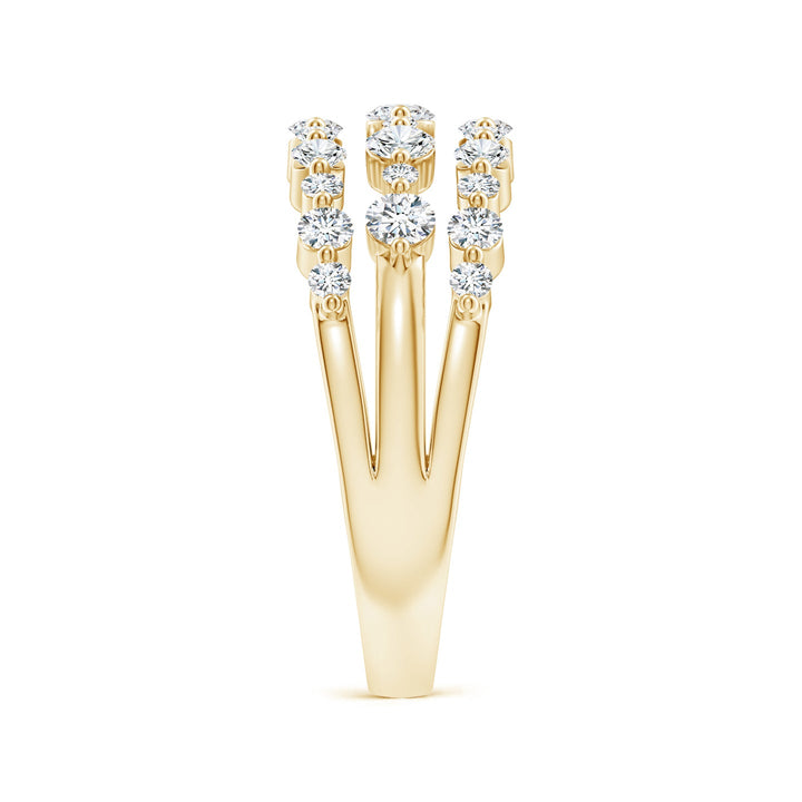 Three-Row Shared Prong Lab Grown Diamond Wide Engagement & Wedding Band Ring