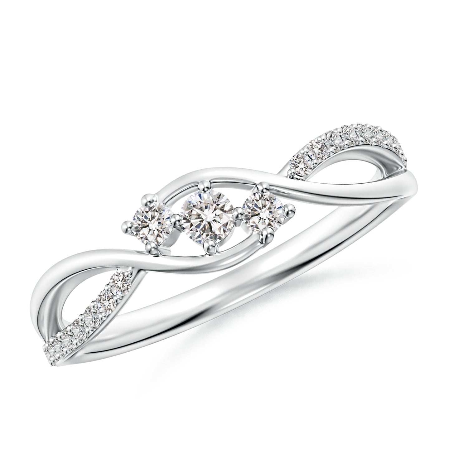 Three Stone Infinity Twist Diamond Ring