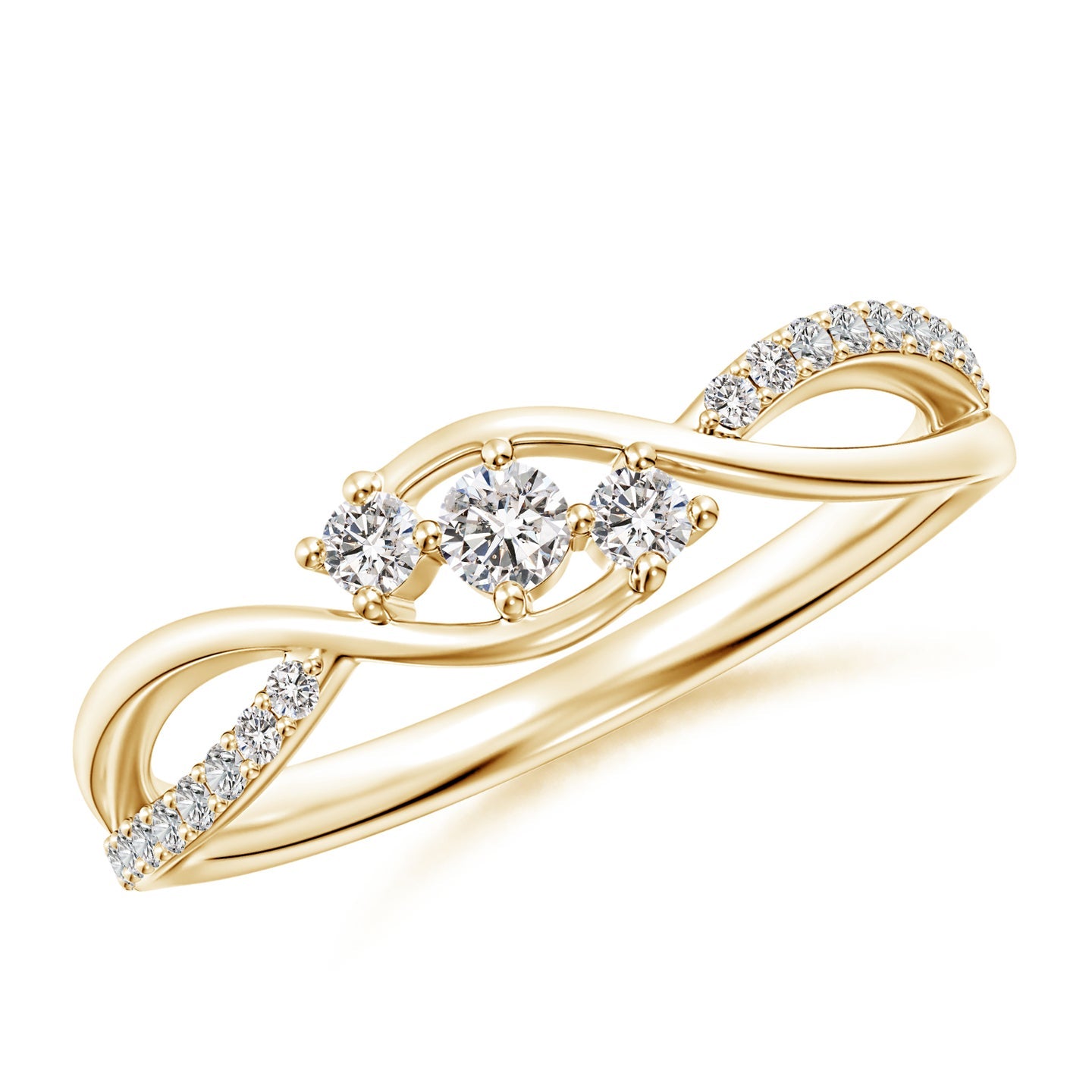 Three Stone Infinity Twist Diamond Ring