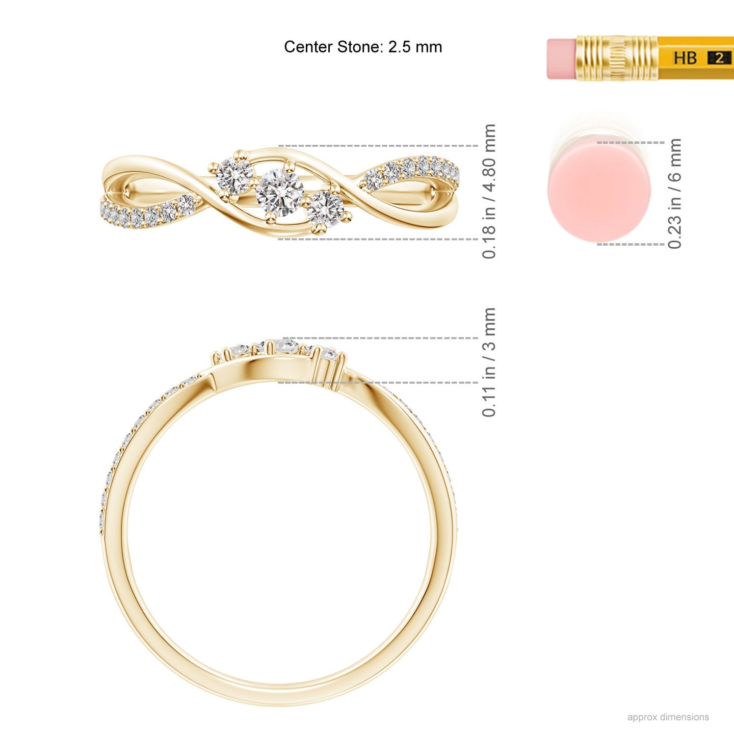 Three Stone Infinity Twist Diamond Ring