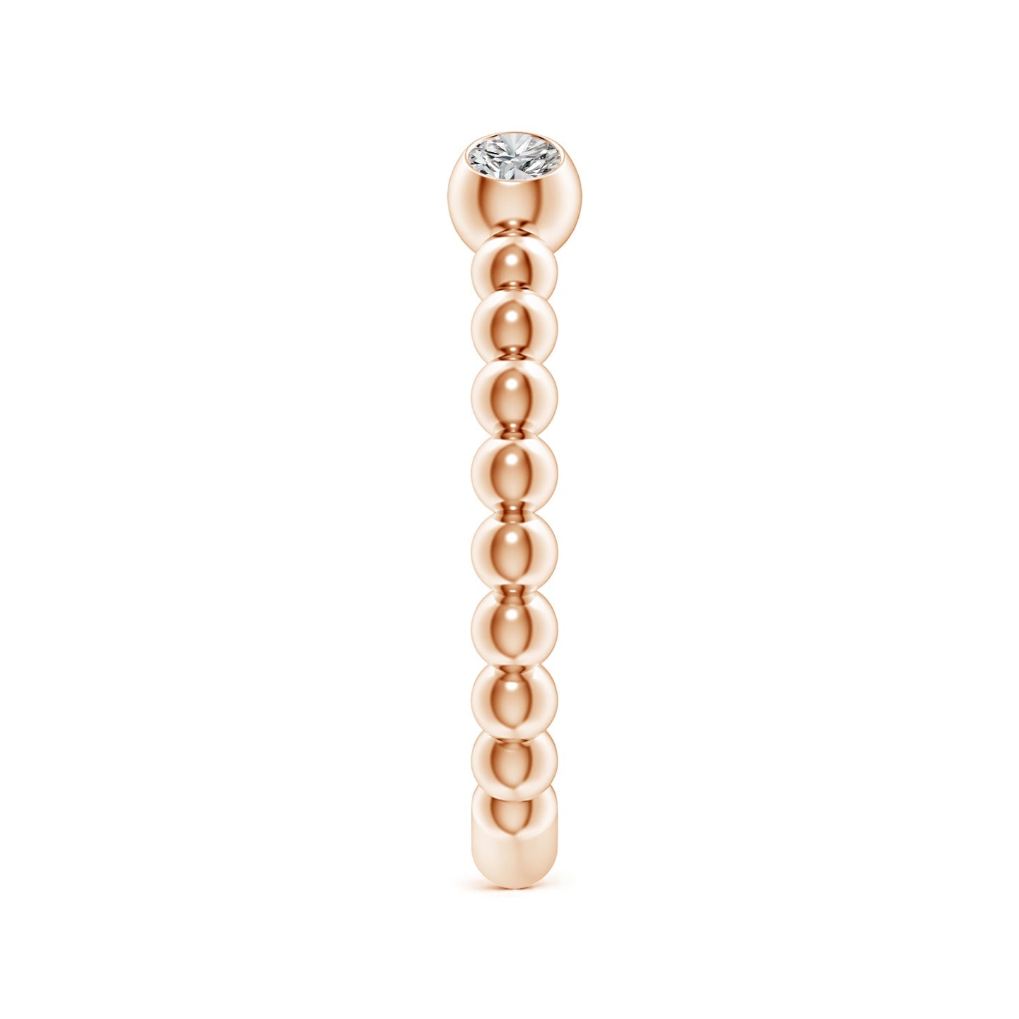 Two-Stone Round Diamond Beaded Shank Open Ring