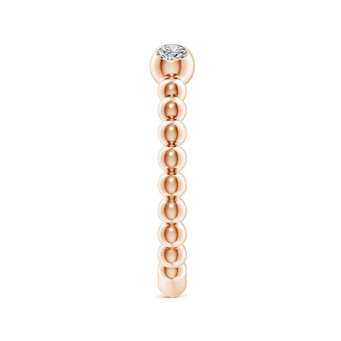 Two-Stone Round Diamond Beaded Shank Open Ring