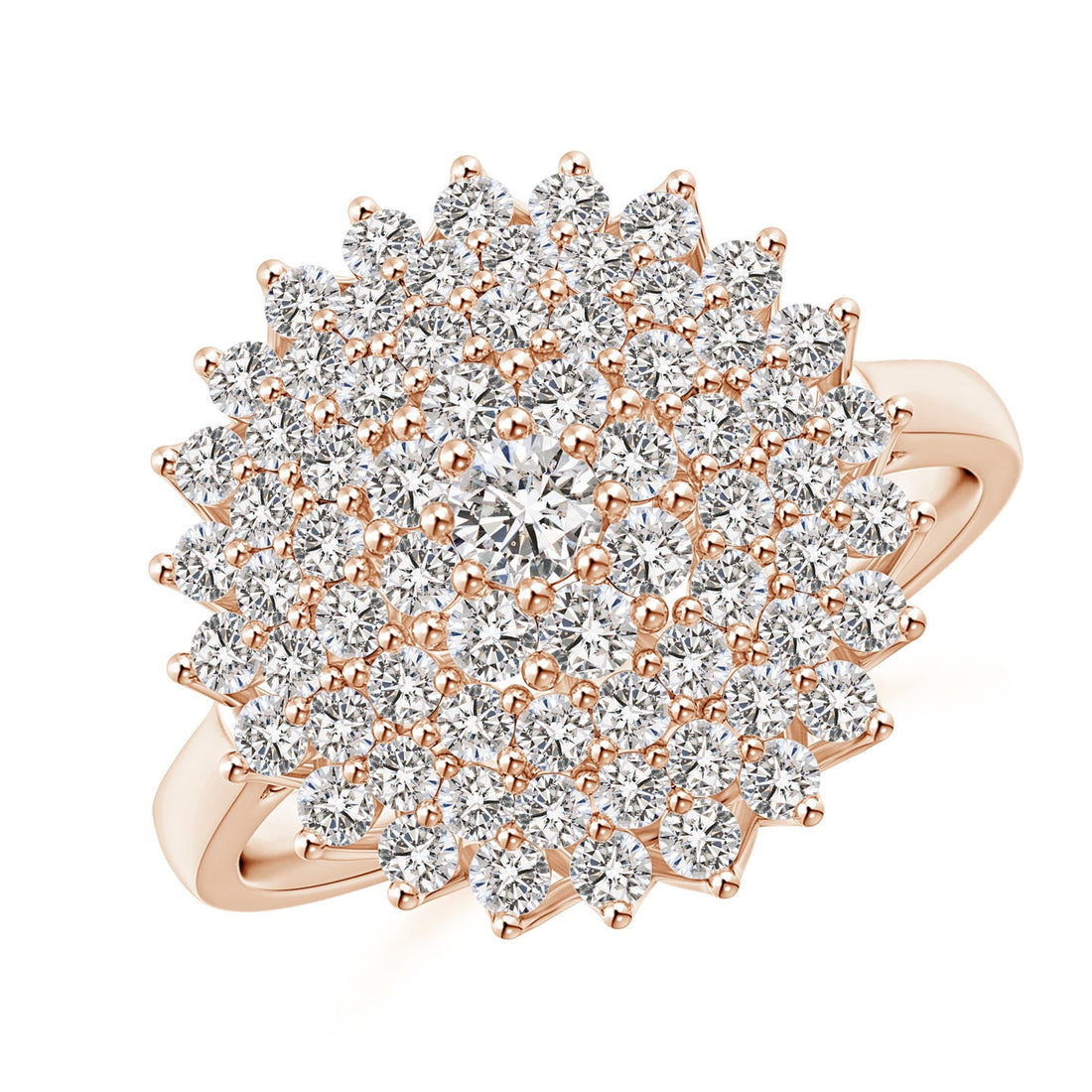 Multi-Row Graduating Diamond Cluster Cocktail Engagement & Wedding Ring