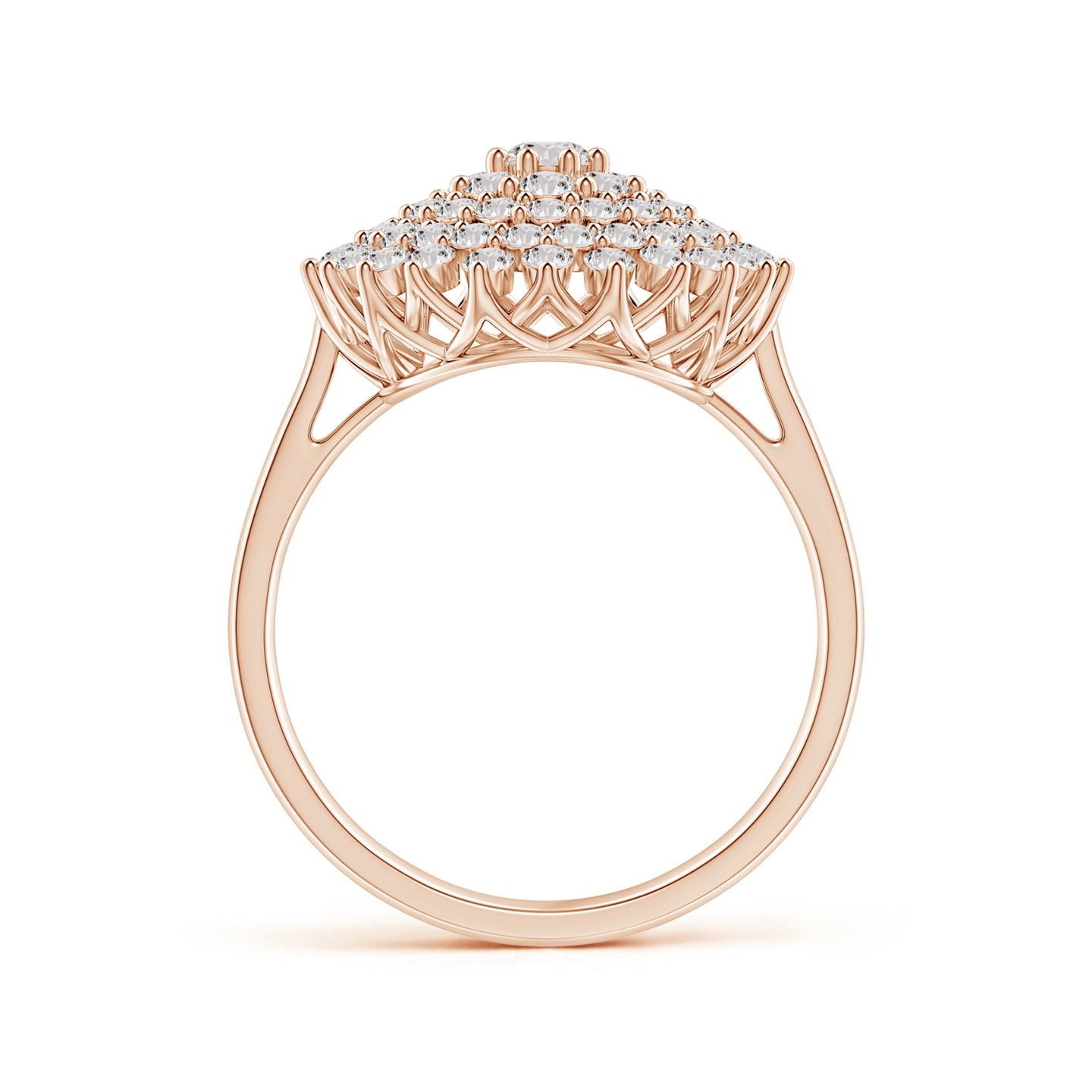 Multi-Row Graduating Diamond Cluster Cocktail Engagement & Wedding Ring
