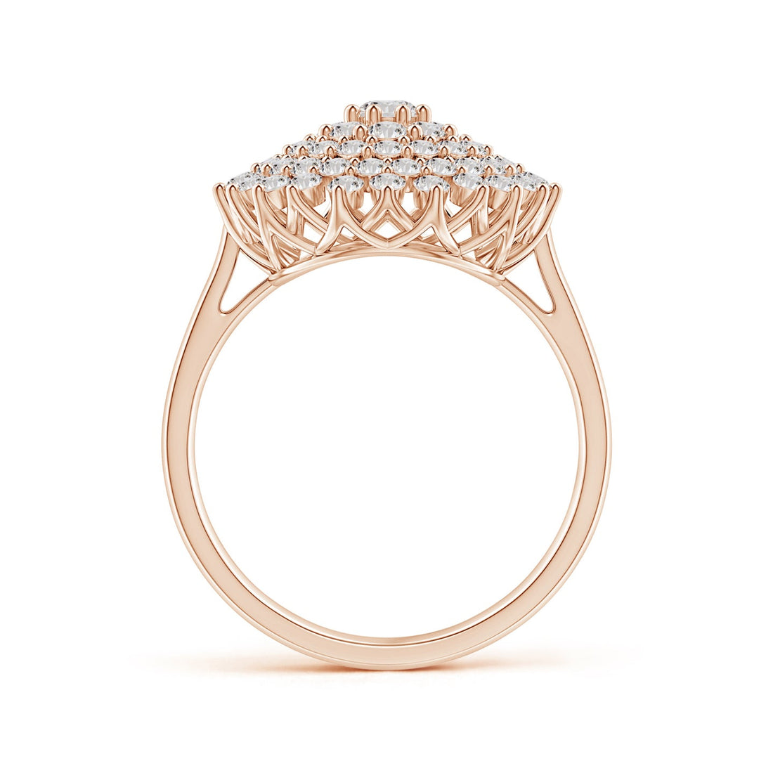 Multi-Row Graduating Diamond Cluster Cocktail Engagement & Wedding Ring