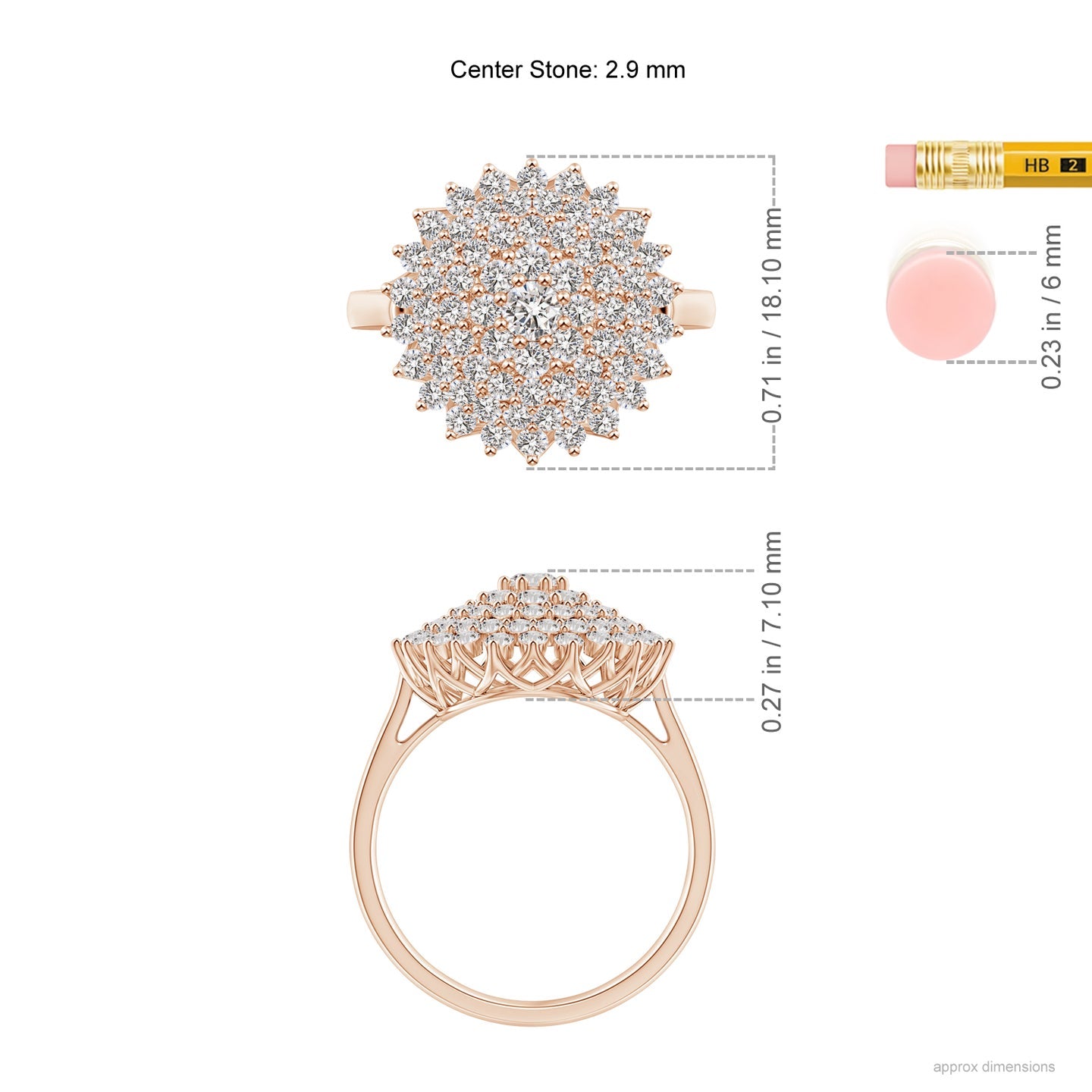 Multi-Row Graduating Diamond Cluster Cocktail Engagement & Wedding Ring