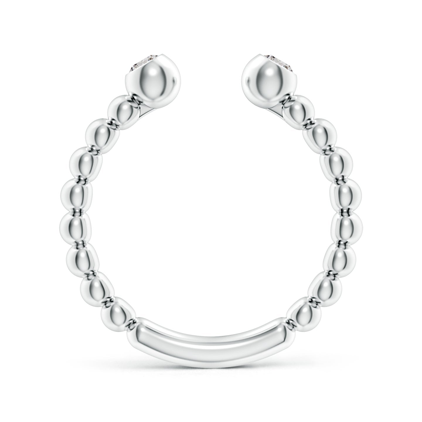 Two-Stone Round Diamond Beaded Shank Open Ring