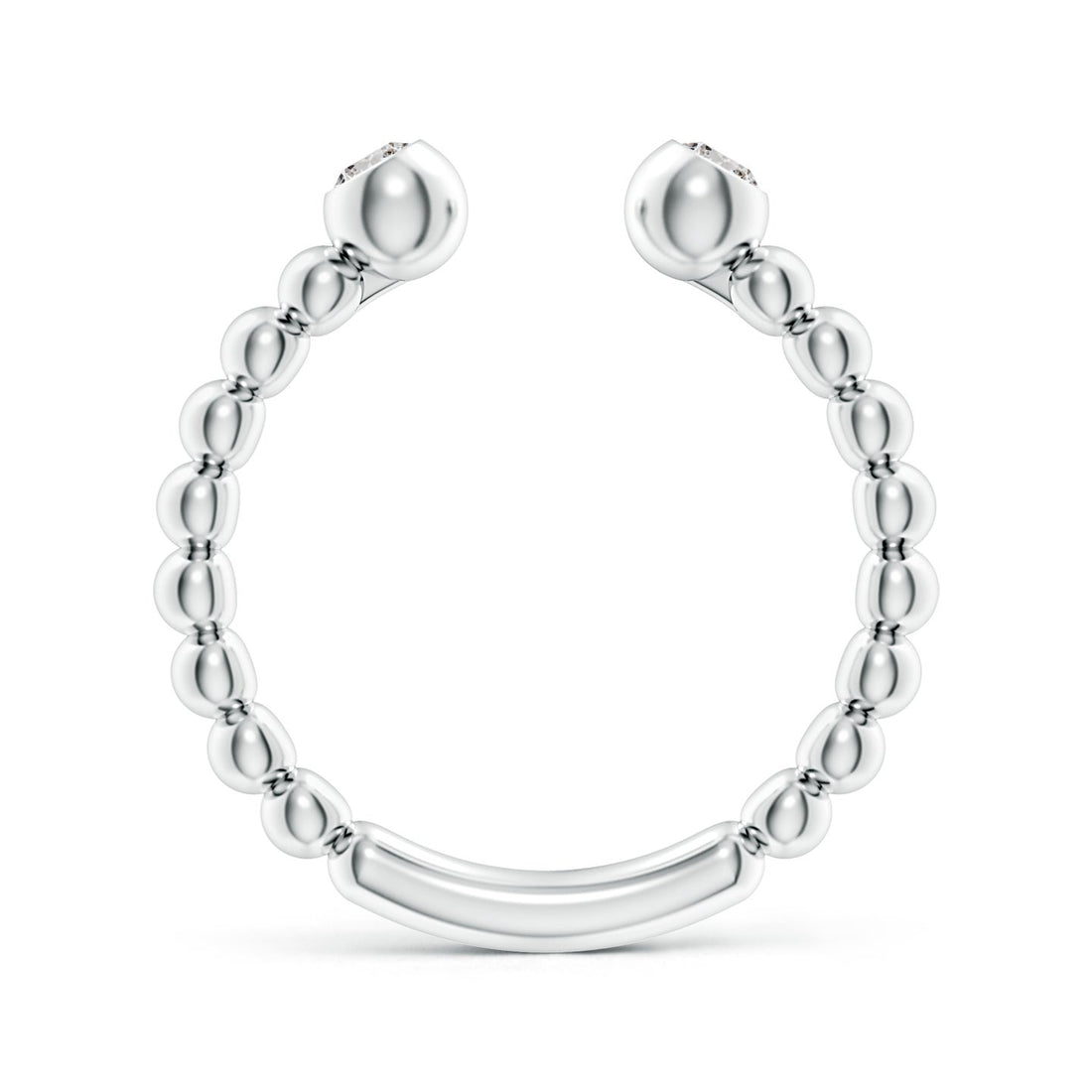 Two-Stone Round Diamond Beaded Shank Open Ring