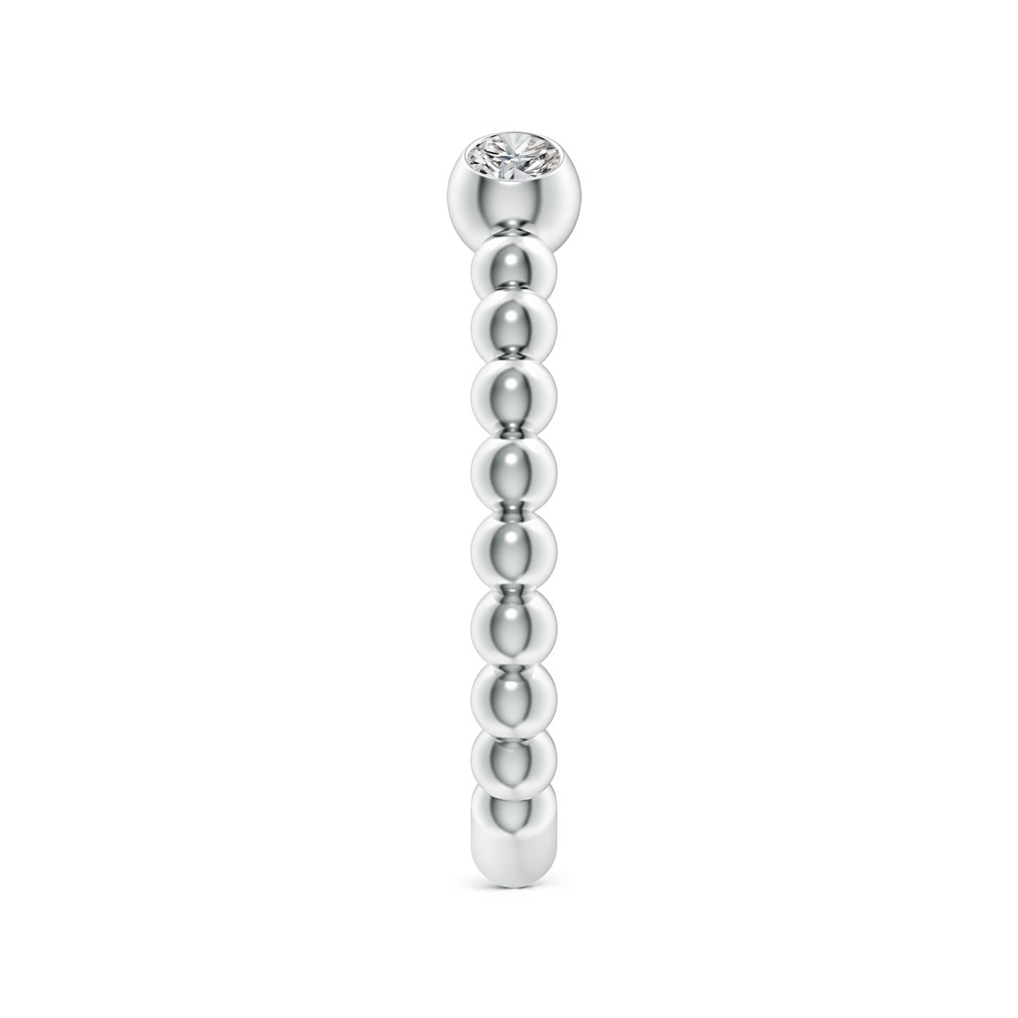 Two-Stone Round Diamond Beaded Shank Open Ring