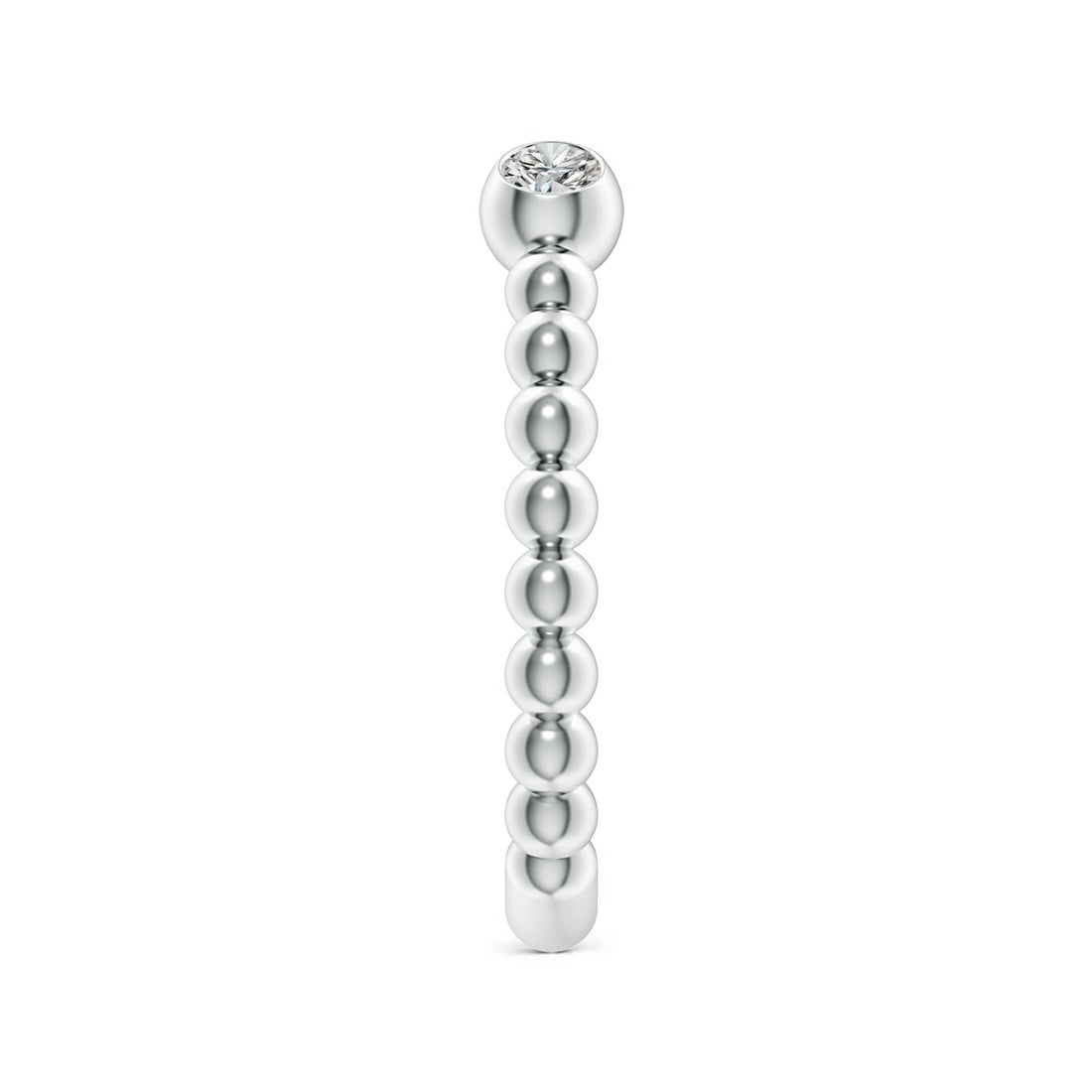 Two-Stone Round Diamond Beaded Shank Open Ring