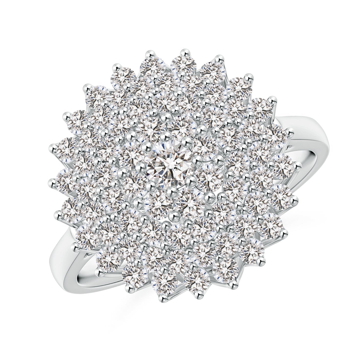 Multi-Row Graduating Diamond Cluster Cocktail Engagement & Wedding Ring