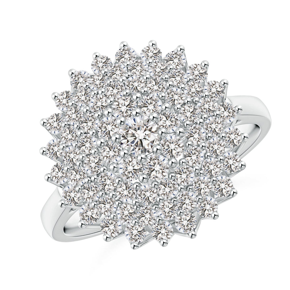 Multi-Row Graduating Diamond Cluster Cocktail Engagement & Wedding Ring