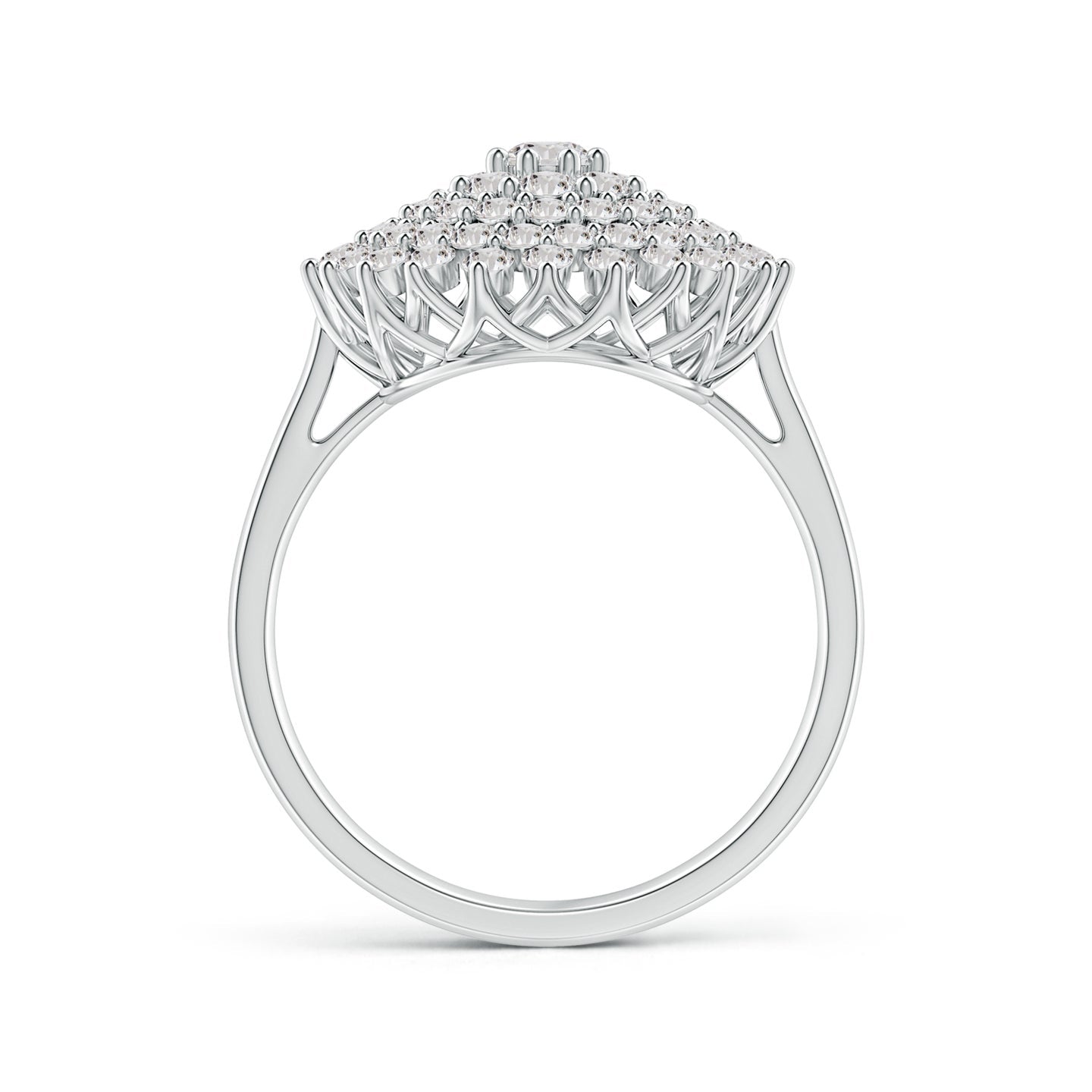 Multi-Row Graduating Diamond Cluster Cocktail Engagement & Wedding Ring