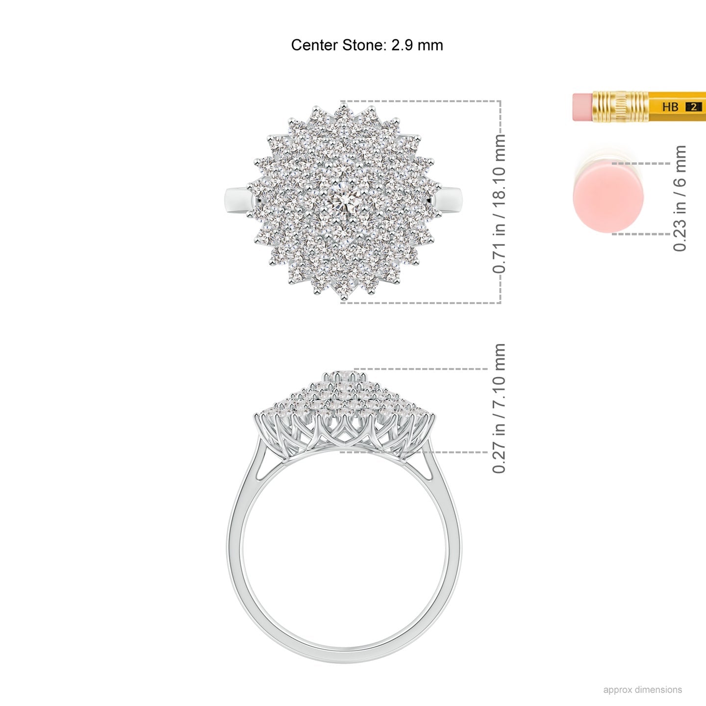 Multi-Row Graduating Diamond Cluster Cocktail Engagement & Wedding Ring