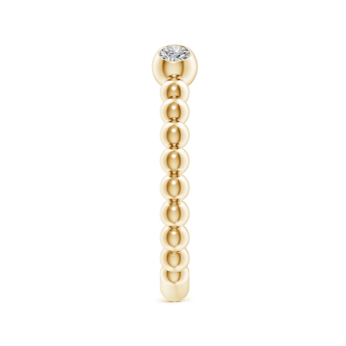 Two-Stone Round Diamond Beaded Shank Open Ring