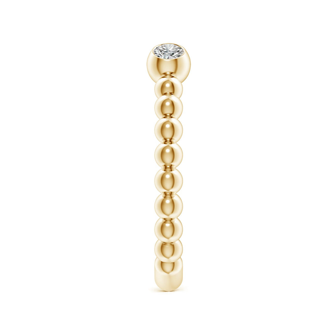 Two-Stone Round Diamond Beaded Shank Open Ring