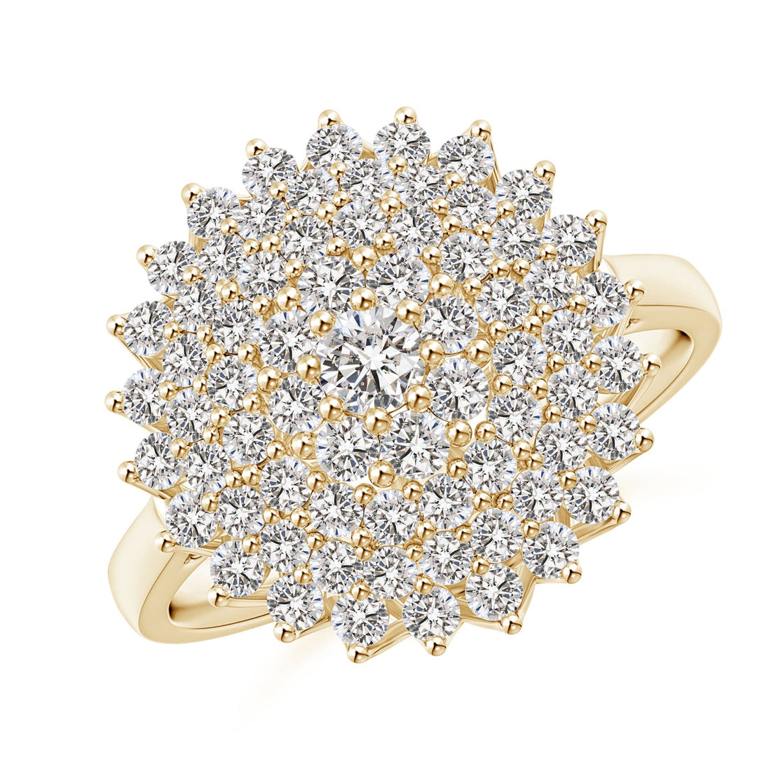 Multi-Row Graduating Diamond Cluster Cocktail Engagement & Wedding Ring