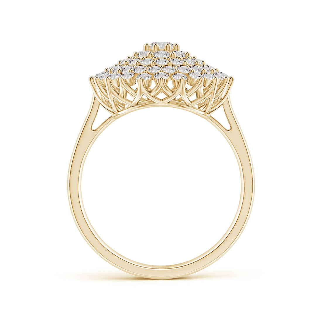 Multi-Row Graduating Diamond Cluster Cocktail Engagement & Wedding Ring