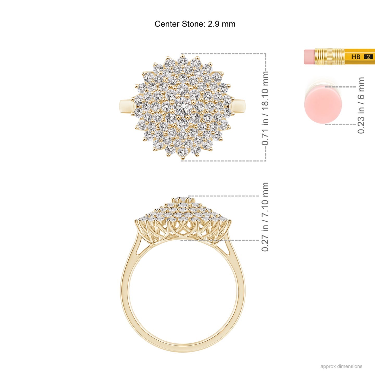 Multi-Row Graduating Diamond Cluster Cocktail Engagement & Wedding Ring