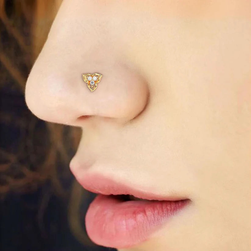 Trinity Bloom Diamond Nose Pin