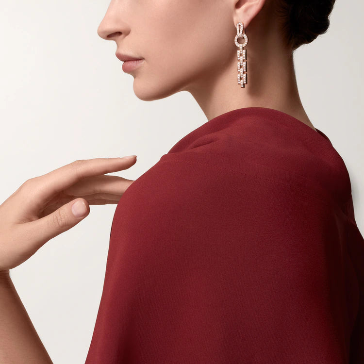 Geometric Link Diamond Drop Earrings