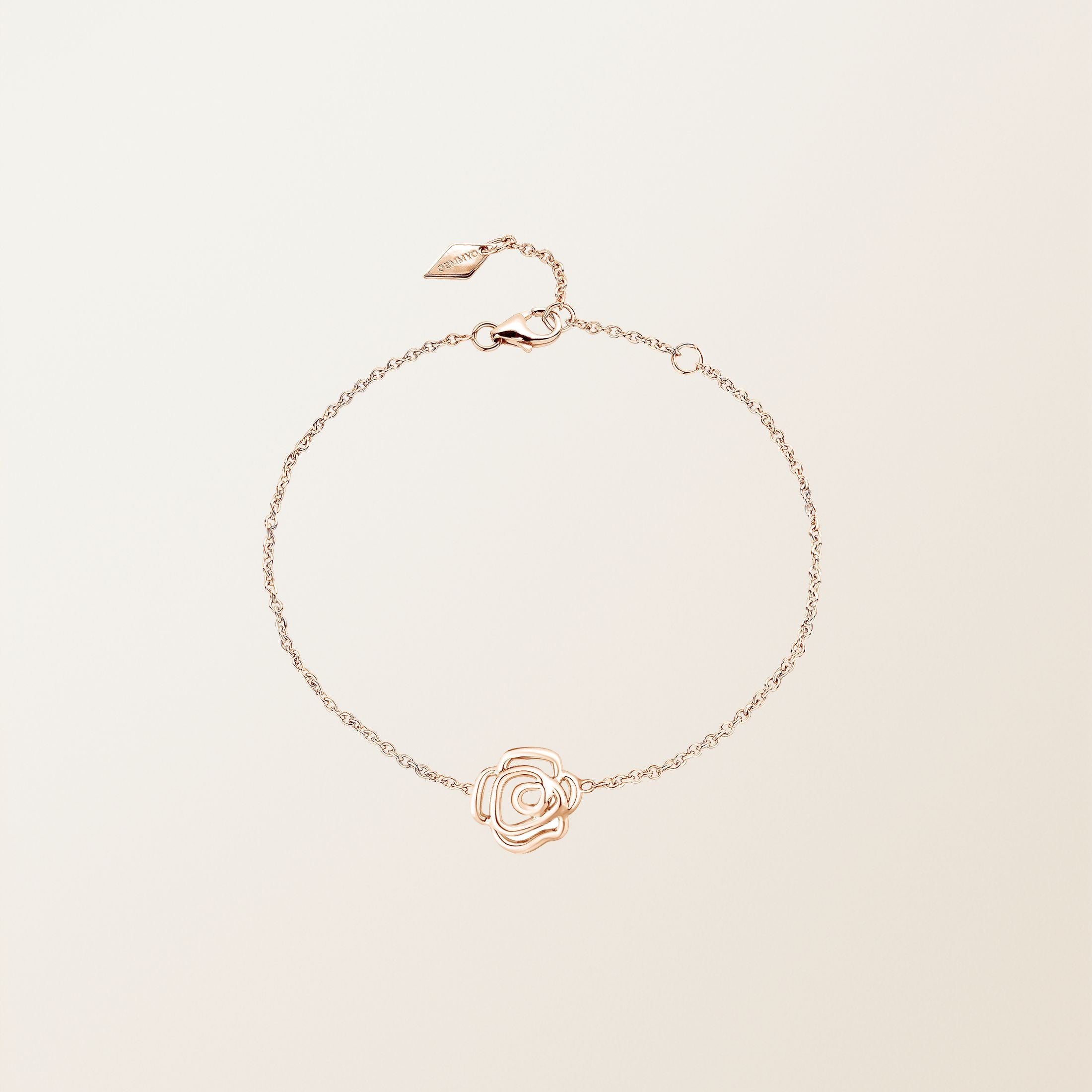 Rosa — Rose Gold Open Rose Charm Bracelet