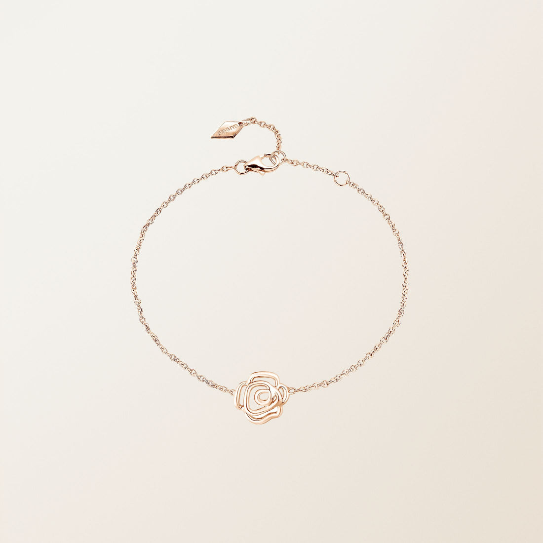 Rosa — Rose Gold Open Rose Charm Bracelet