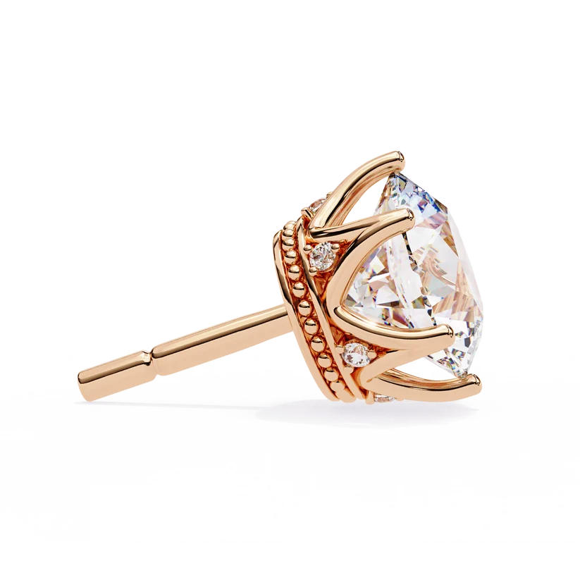 Aurelia Round Brilliant-Cut Diamond Crown Stud Earrings ✨