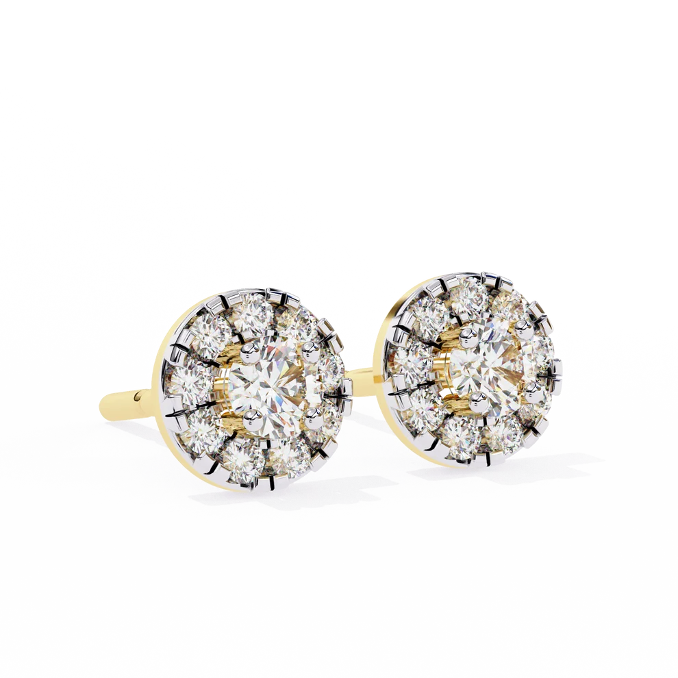 Aurelia Round Brilliant-Cut Diamond Double Halo Stud Earrings ✨