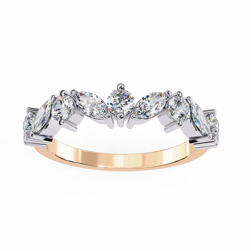 Elegant Marquise & Round Diamond Gold Eternity Ring