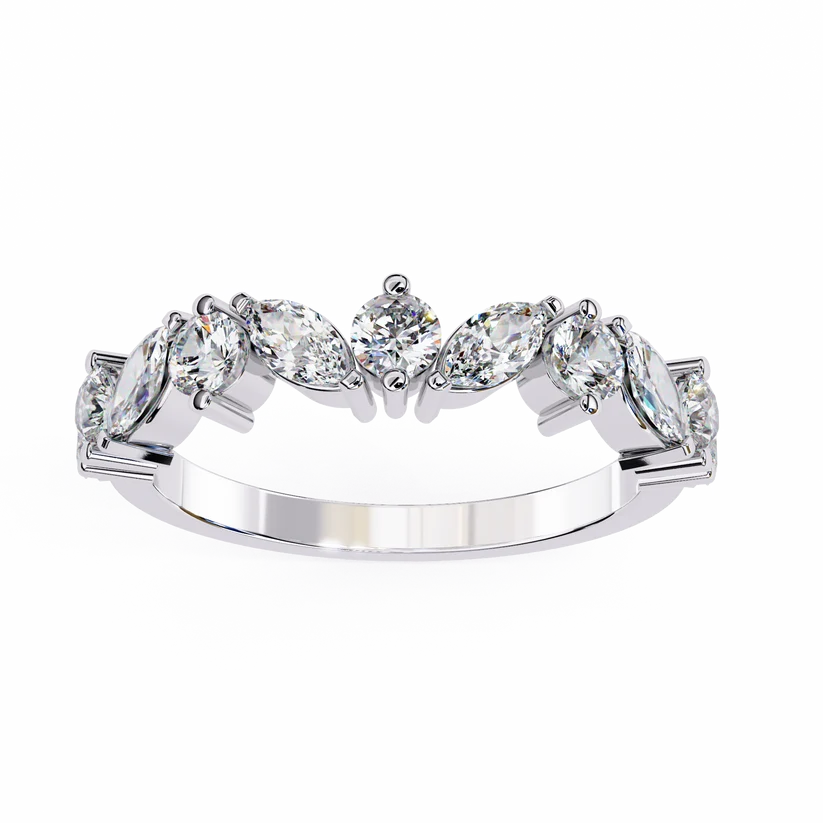 Elegant Marquise & Round Diamond Gold Eternity Ring