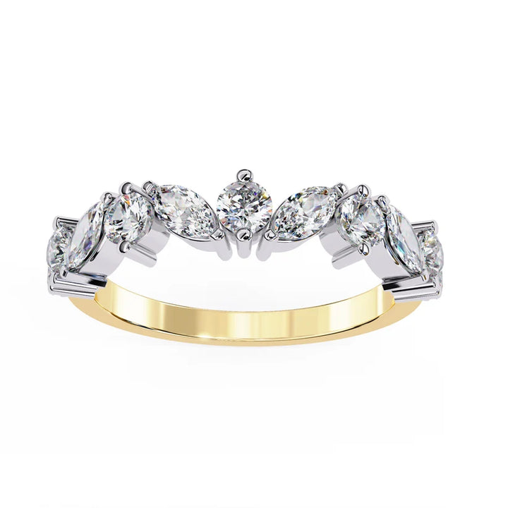 Elegant Marquise & Round Diamond Gold Eternity Ring