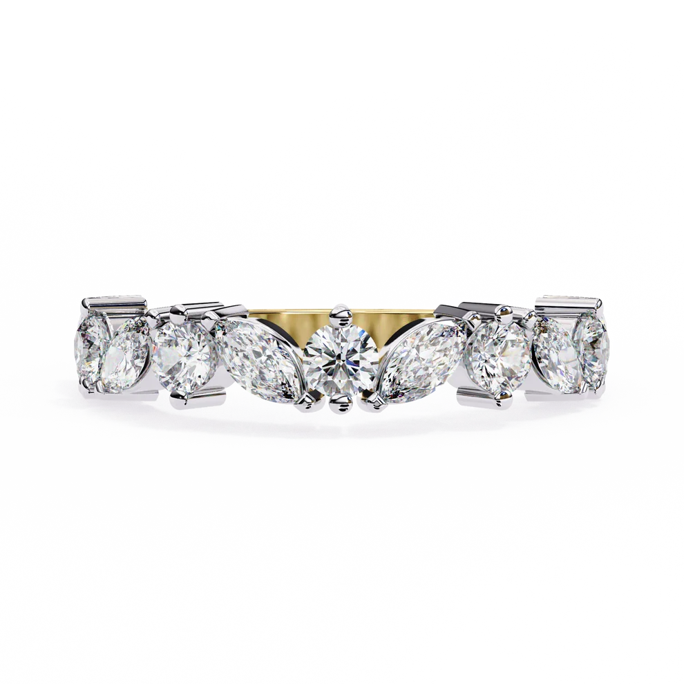 Elegant Marquise & Round Diamond Gold Eternity Ring