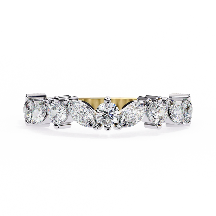 Elegant Marquise & Round Diamond Gold Eternity Ring