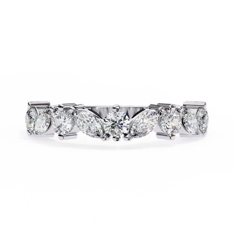Elegant Marquise & Round Diamond Gold Eternity Ring