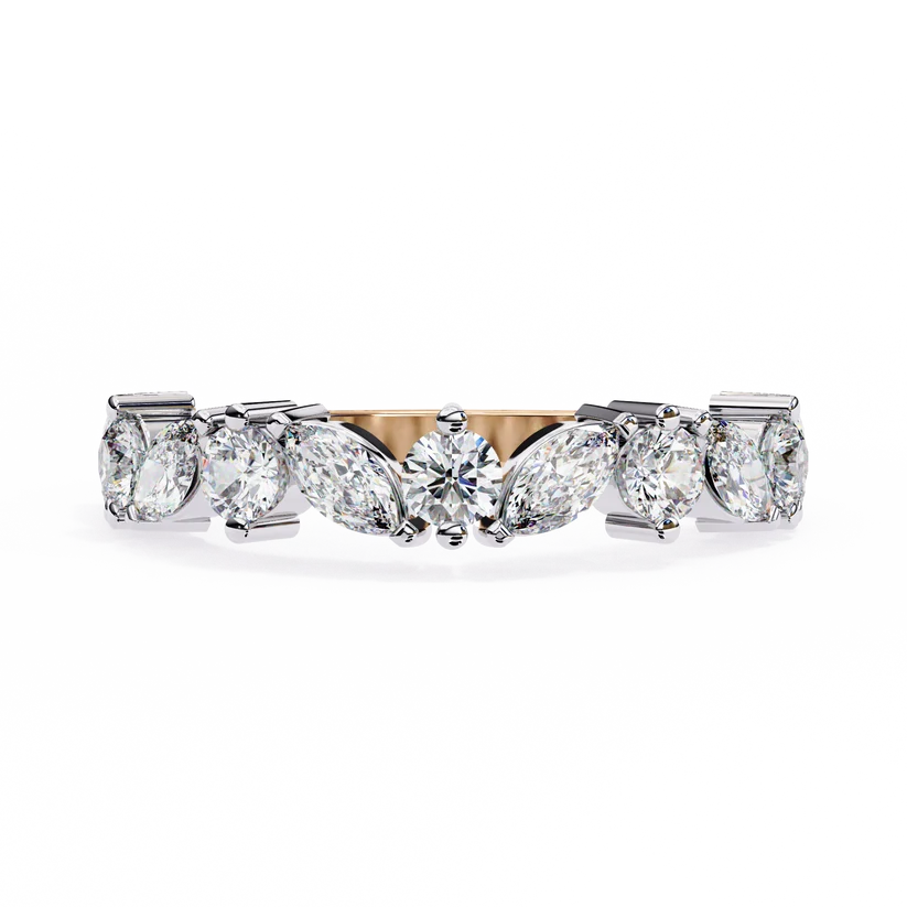 Elegant Marquise & Round Diamond Gold Eternity Ring