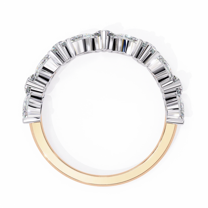 Elegant Marquise & Round Diamond Gold Eternity Ring