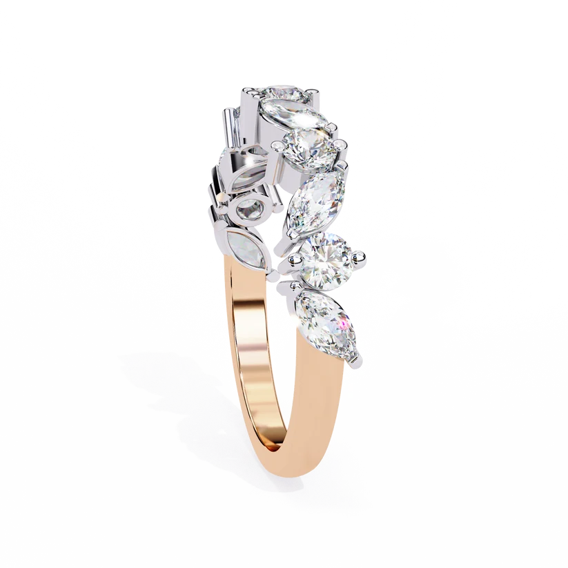 Elegant Marquise & Round Diamond Gold Eternity Ring
