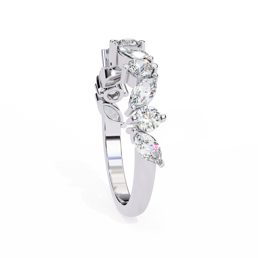 Elegant Marquise & Round Diamond Gold Eternity Ring