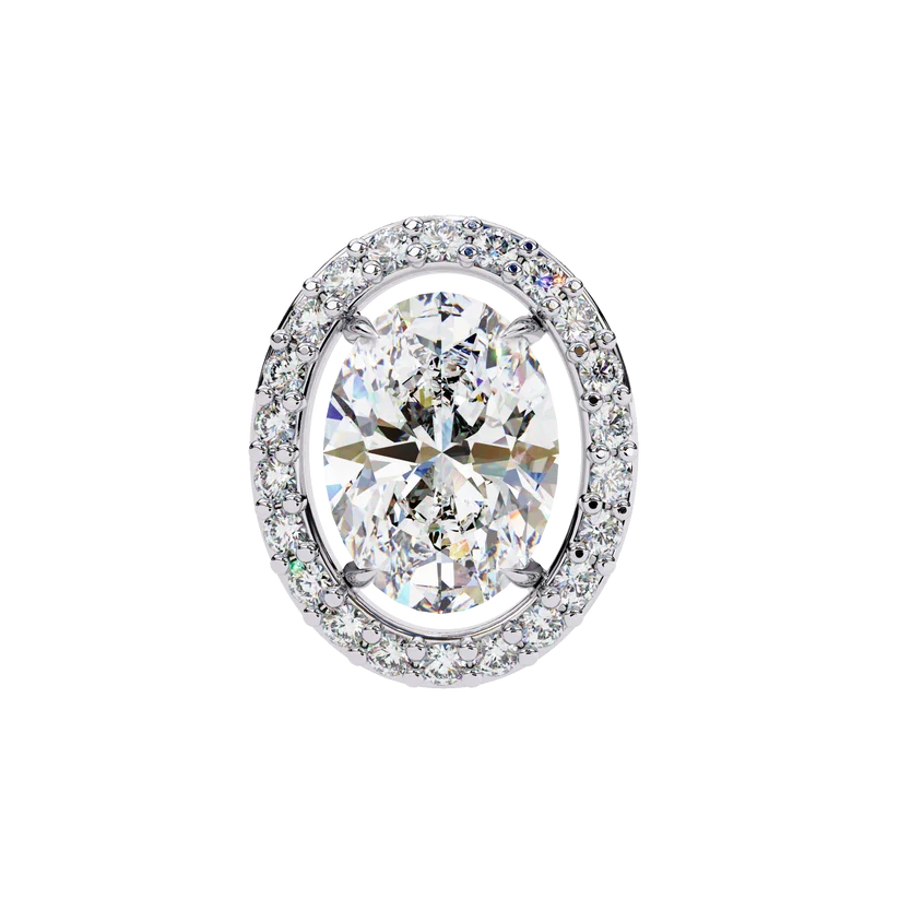 Oval Diamond Halo Stud Earrings – Elegant Double Halo Gold Earrings