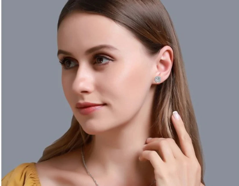 Oval Diamond Halo Stud Earrings – Elegant Double Halo Gold Earrings