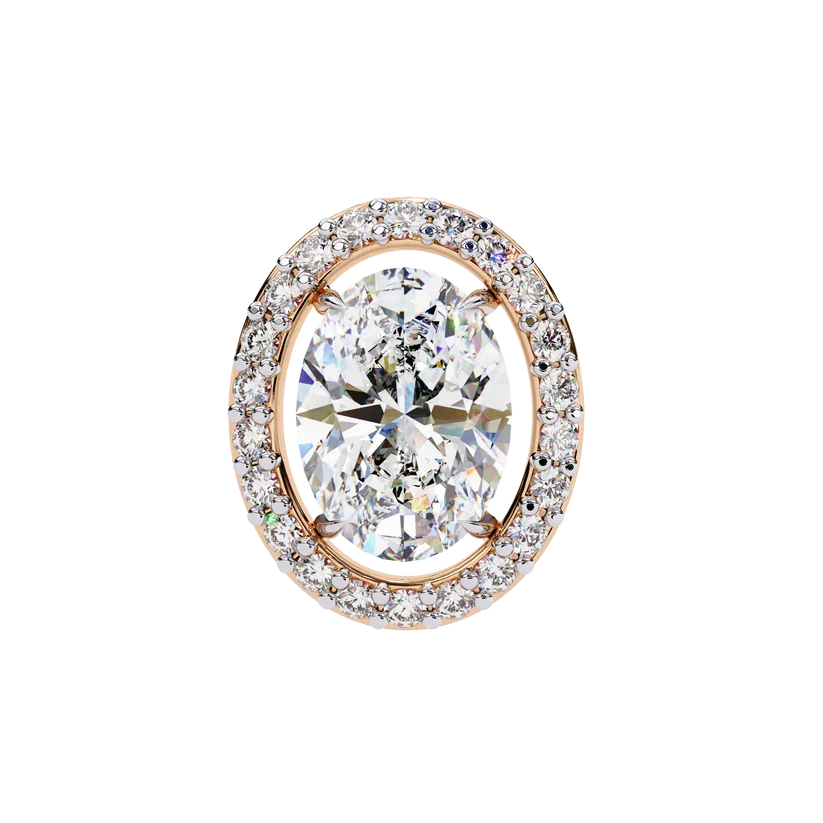 Oval Diamond Halo Stud Earrings – Elegant Double Halo Gold Earrings