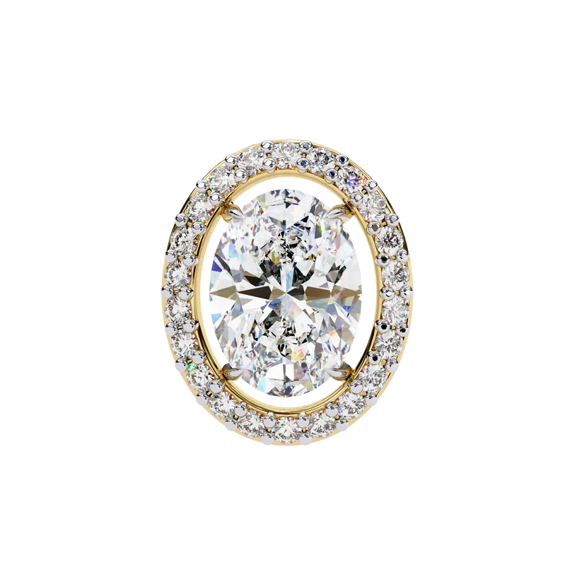Oval Diamond Halo Stud Earrings – Elegant Double Halo Gold Earrings