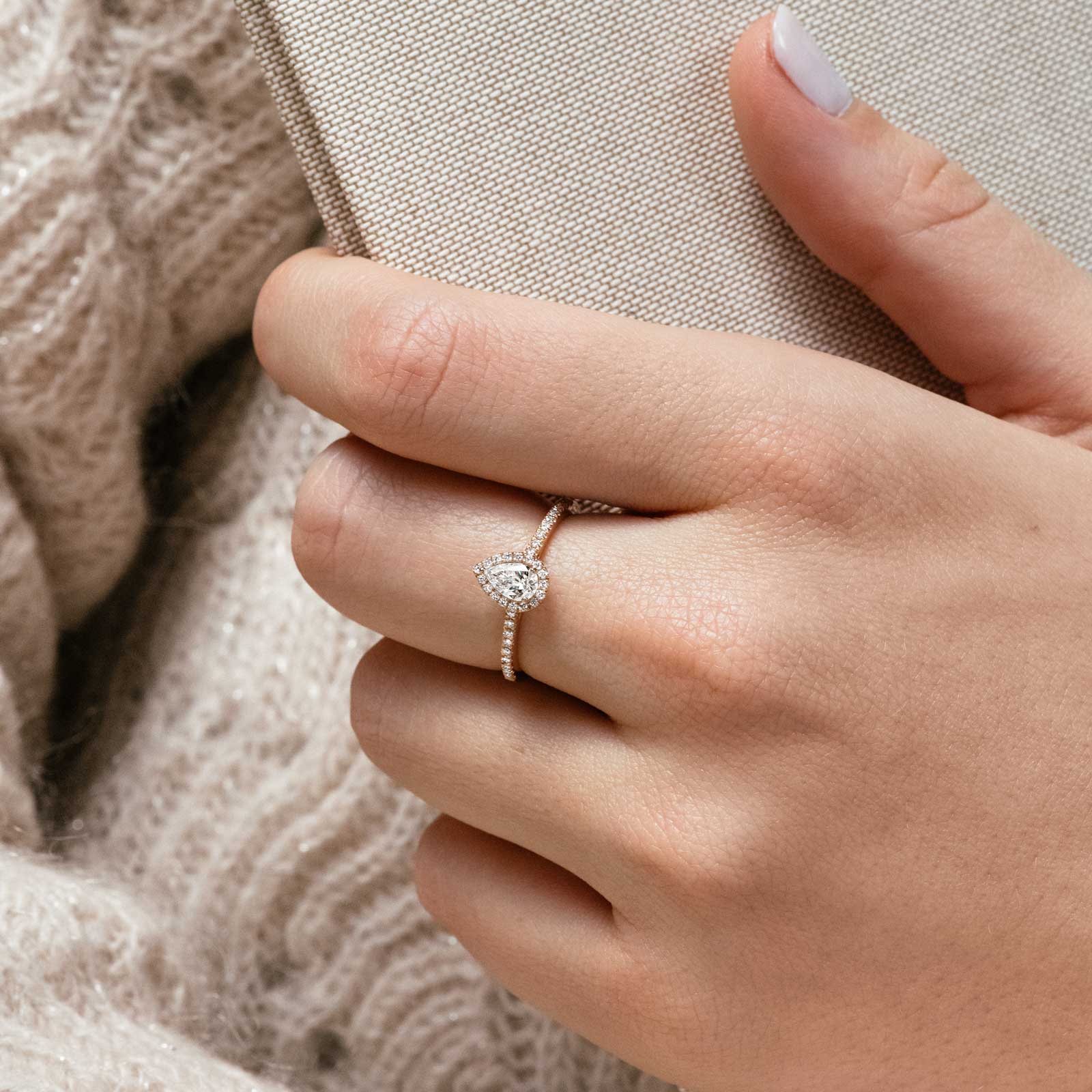 Retro Baby Ring with Paved Pear