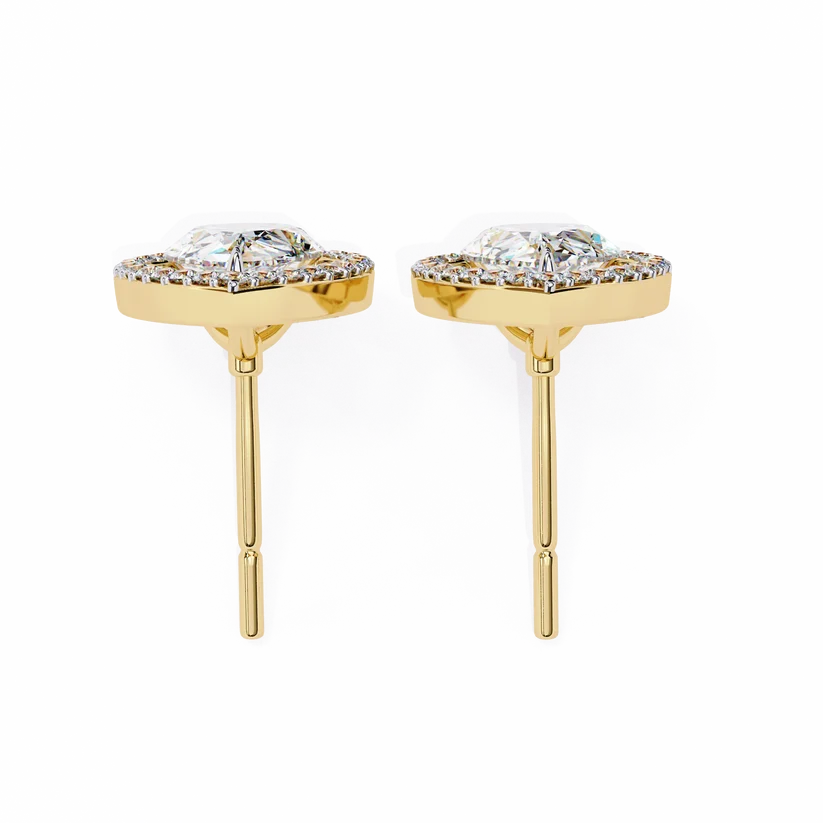 Elegant Pear-Shaped Diamond Halo Drop Earrings in Gold