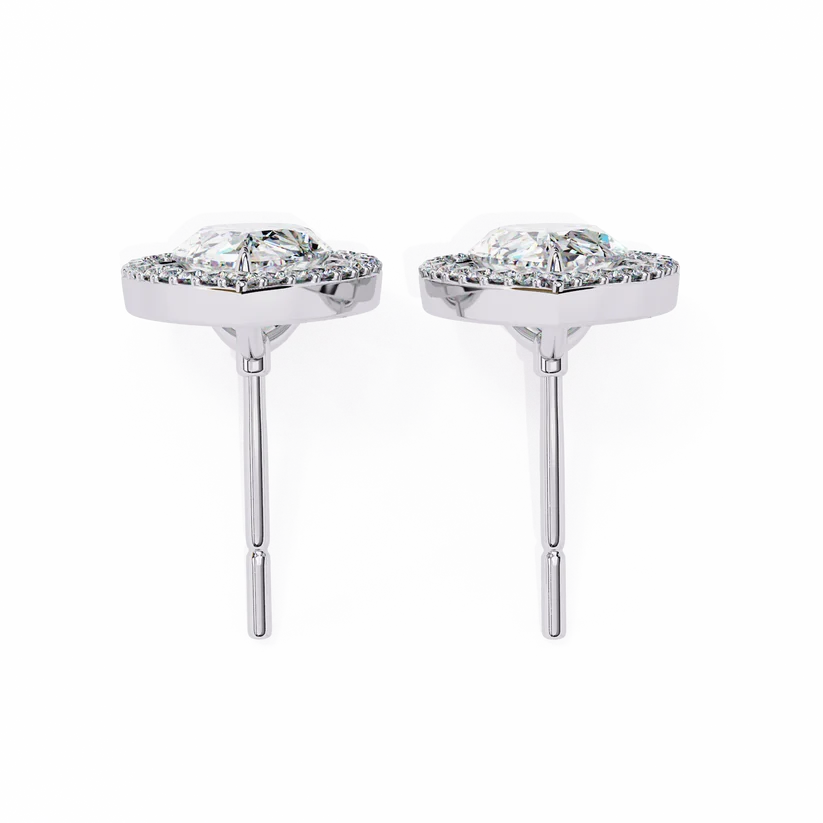 Elegant Pear-Shaped Diamond Halo Drop Earrings in Gold
