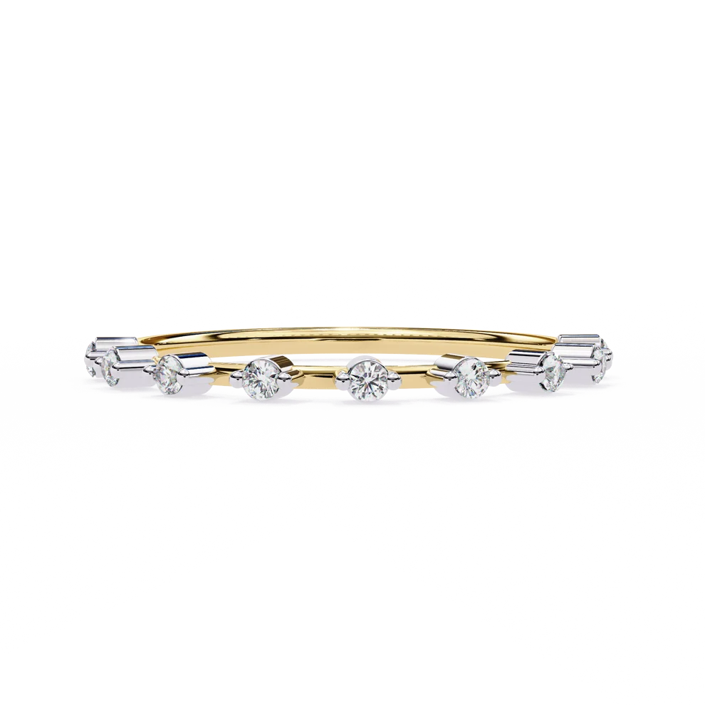 Elegant Diamond Station Gold Band Ring