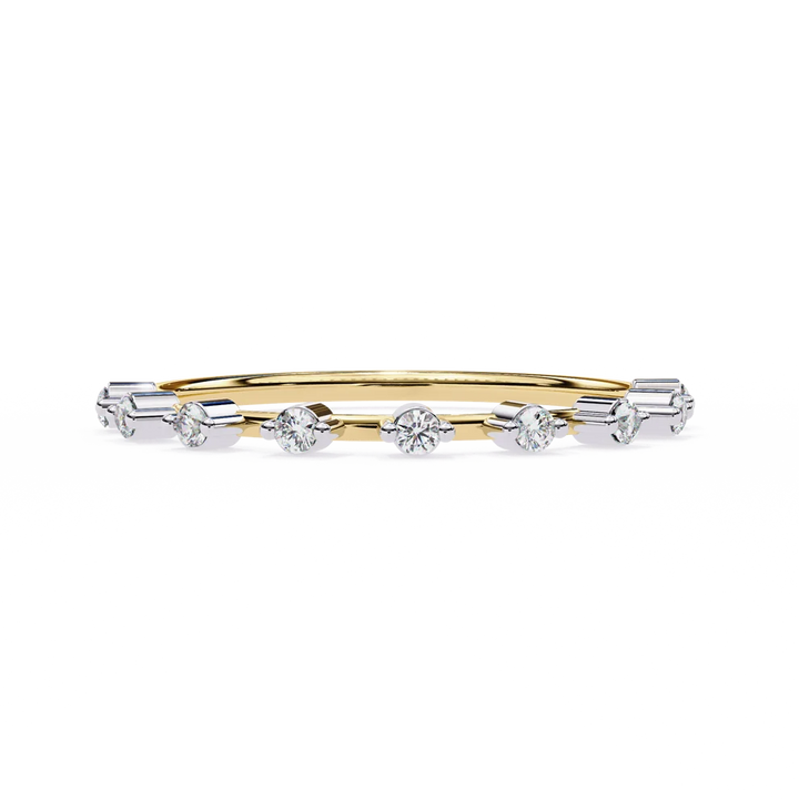 Elegant Diamond Station Gold Band Ring
