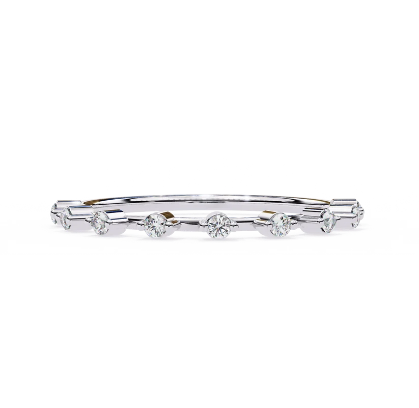 Elegant Diamond Station Gold Band Ring