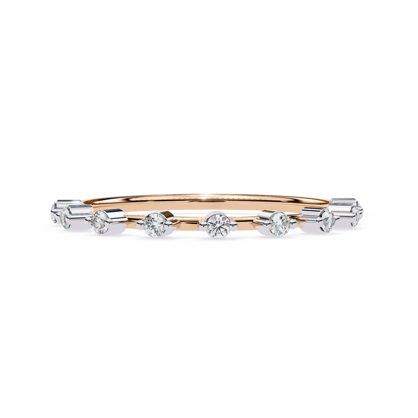 Elegant Diamond Station Gold Band Ring